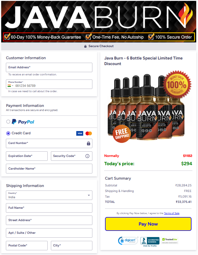 Java Burn Official Website Secure Order Page